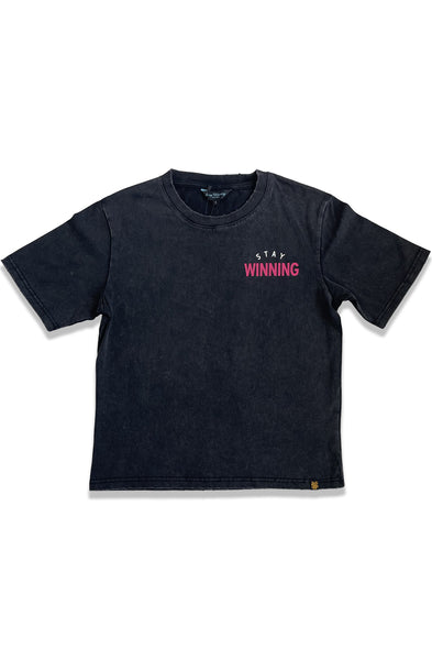 Stay Winning Distressed Back Logo Tee