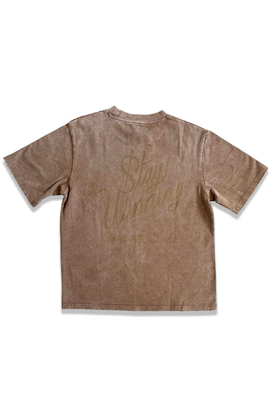 Stay Winning Acid Wash Distressed Original Logo Script Tee