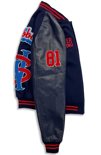 Stay Winning Navy Blue Bubbas Varsity Jacket