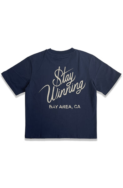 Stay Winning Distressed Original Logo Script Tee