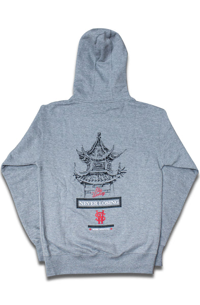 Luôn chiến thắng cuộc họp Mobb Áo hoodie có khóa kéo màu xám