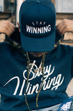 Stay Winning Navy Blue Trucker Hat