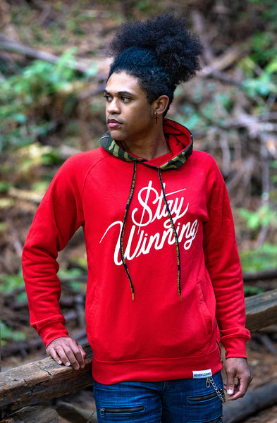 Stay Winning Script Red/White Camo Hoodie