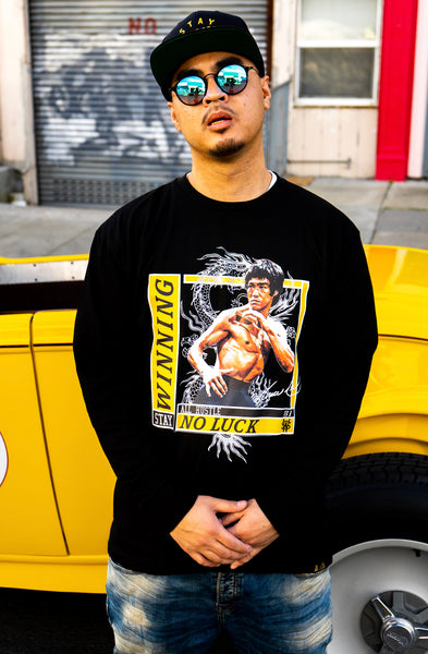 Stay Winning All Hustle No Luck Bruce Long Sleeve Black Tee