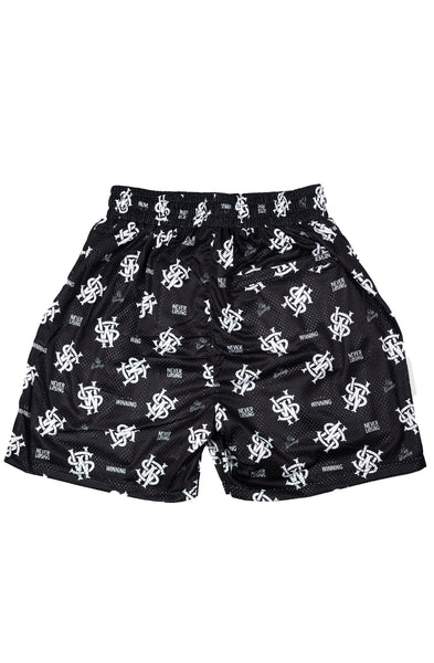 Stay Winning All Over Logo Black Hoop Shorts