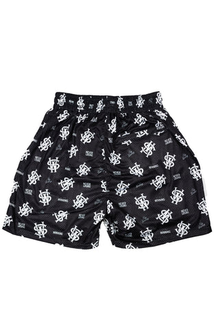 Stay Winning All Over Logo Black Hoop Shorts