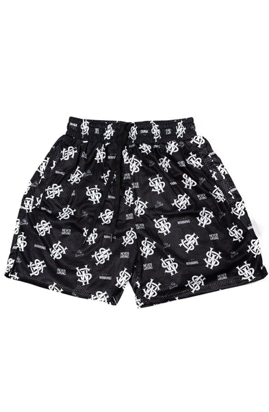 Stay Winning All Over Logo Black Hoop Shorts
