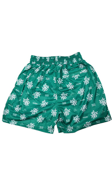Stay Winning All Over Logo Green Hoop Shorts