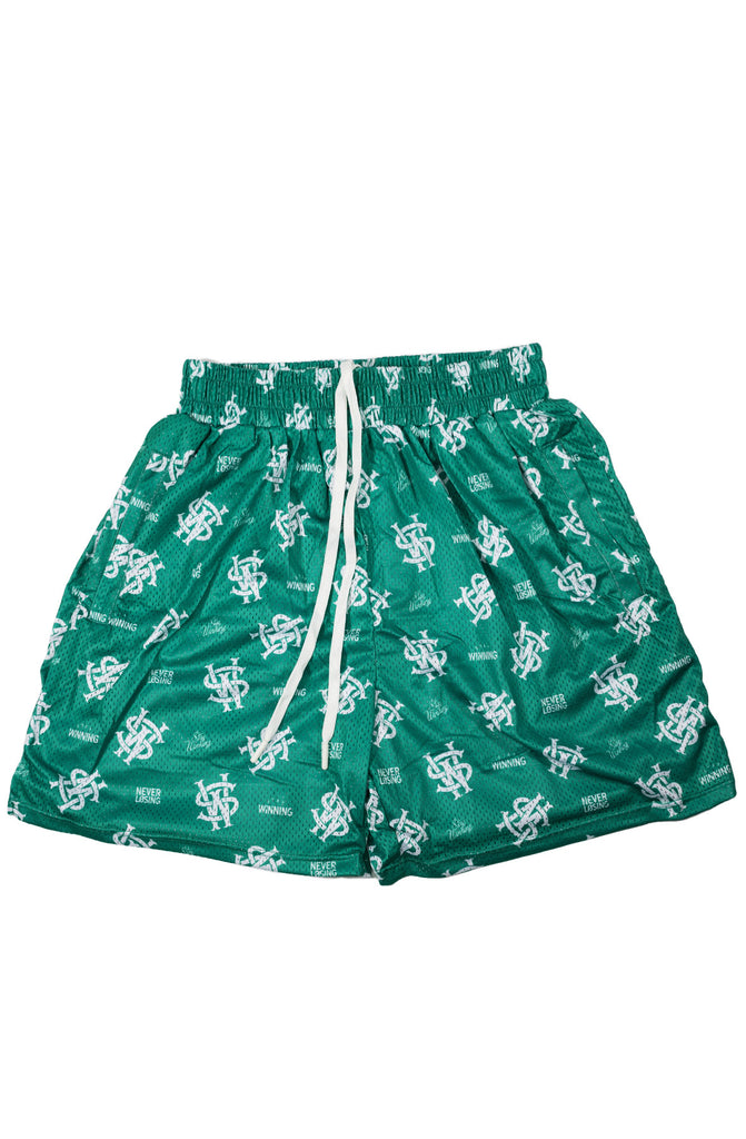 Stay Winning All Over Logo Green Hoop Shorts Stay Winning All Over Logo Green Hoop Shorts