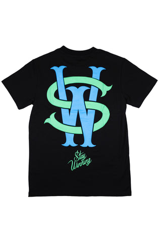 Stay Winning Black/Green/Blue Logo Puff Print Tee