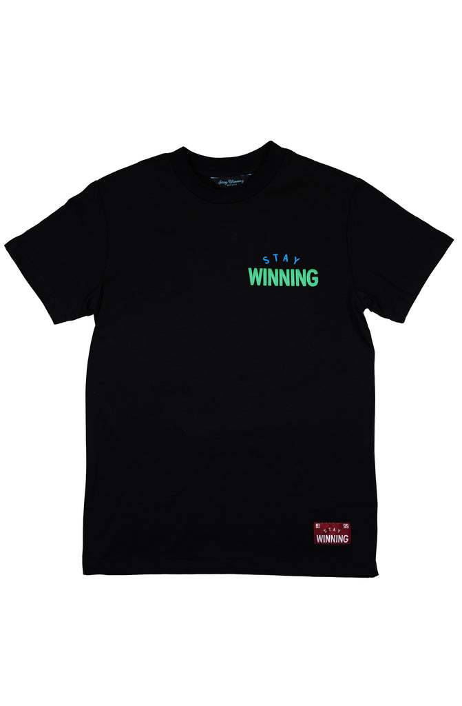 Stay Winning Black/Green/Blue Logo Puff Print Tee Stay Winning Black/Green/Blue Logo Puff Print Tee