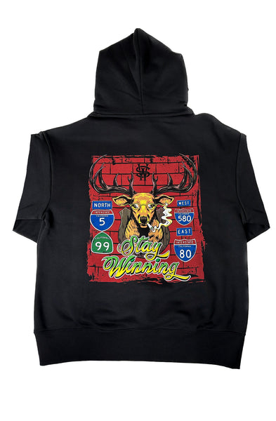 Stay Winning Deer Trophy Black Hoodie