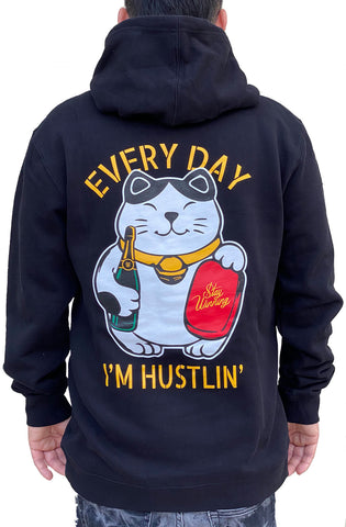 Stay Winning Lucky Cat Black Hoodie