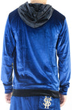 Stay Winning Embroidered Velour Blue Hoodie