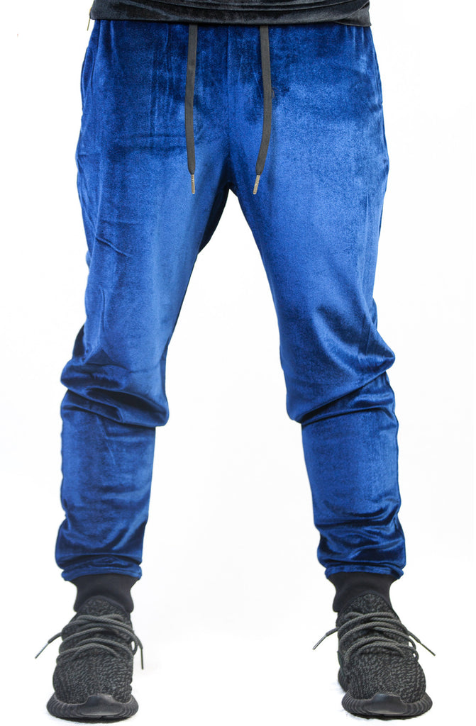 Stay Winning Embroidered Velour Blue Joggers Stay Winning Embroidered Velour Blue Joggers
