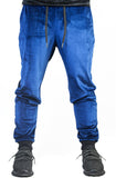 Stay Winning Embroidered Velour Blue Joggers