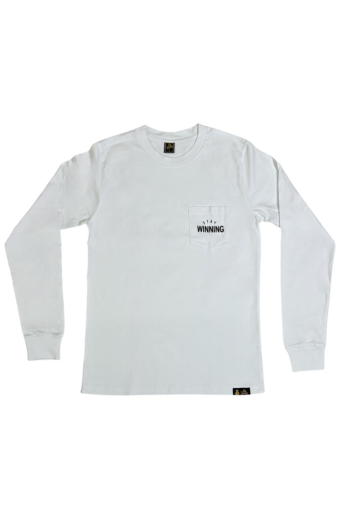 Stay Winning White Long Sleeve Pocket Tee Stay Winning White Long Sleeve Pocket Tee