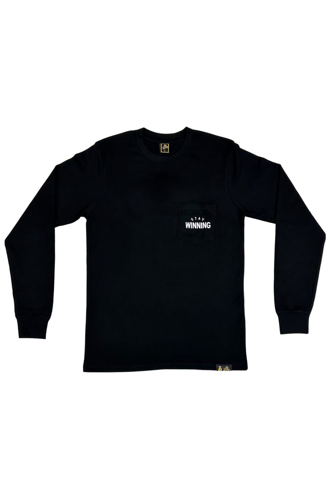 Stay Winning Black Long Sleeve Pocket Tee Stay Winning Black Long Sleeve Pocket Tee