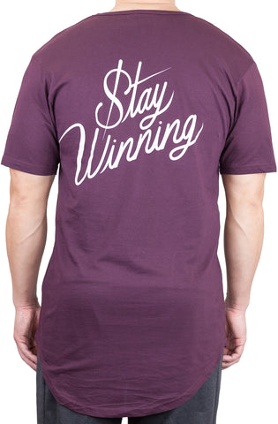 Stay Winning Original Logo Maroon Elongated Scoop Tee