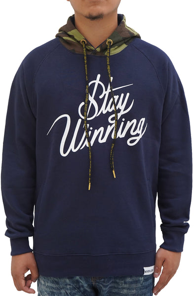 Stay Winning Script Navy/White Camo Hoodie