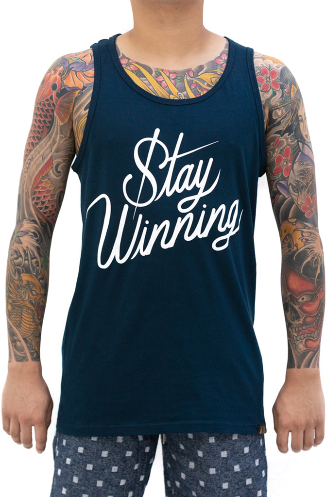 Stay Winning Script Navy Tank Top Stay Winning Script Navy Tank Top