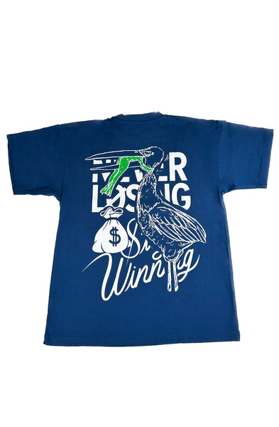 Stay Winning Never Give Up Blue Tee