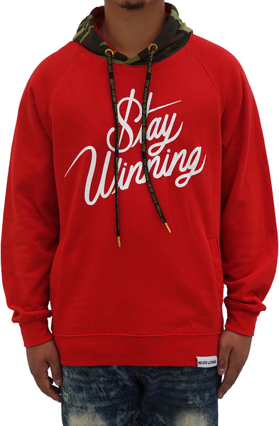 Stay Winning Script Red/White Camo Hoodie