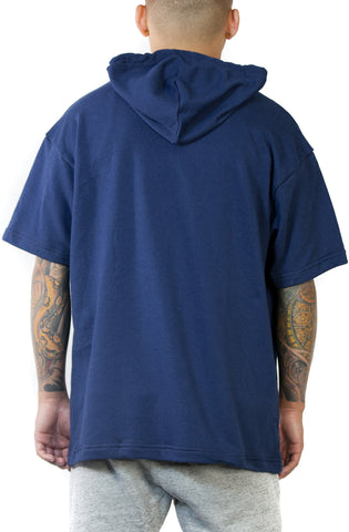 Stay Winning Navy Embroidered Short Sleeve Hoodie