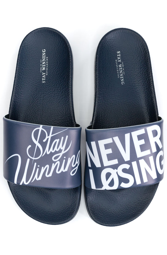 Stay Winning Never Losing Navy Slides Stay Winning Never Losing Navy Slides