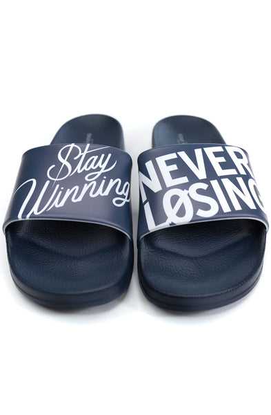 Stay Winning Never Losing Navy Slides