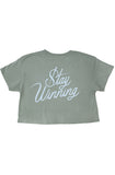 Stay Winning Sage/Icy Blue Crop Top Tee