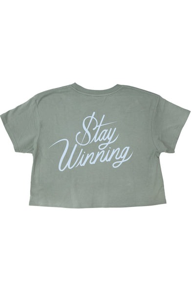 Stay Winning Sage/Icy Blue Crop Top Tee