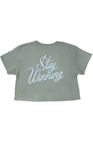 Stay Winning Sage/Icy Blue Crop Top Tee