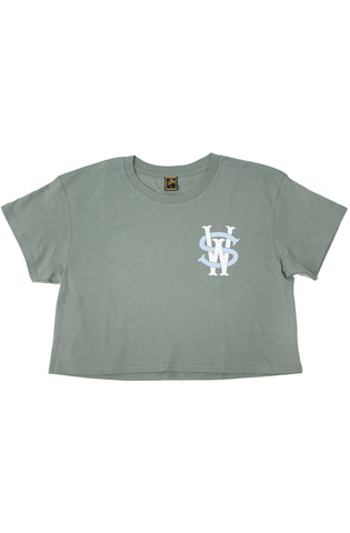 Stay Winning Sage/Icy Blue Crop Top Tee