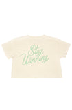Stay Winning Cream/Green Crop Top Tee