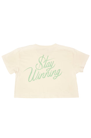 Stay Winning Cream/Green Crop Top Tee