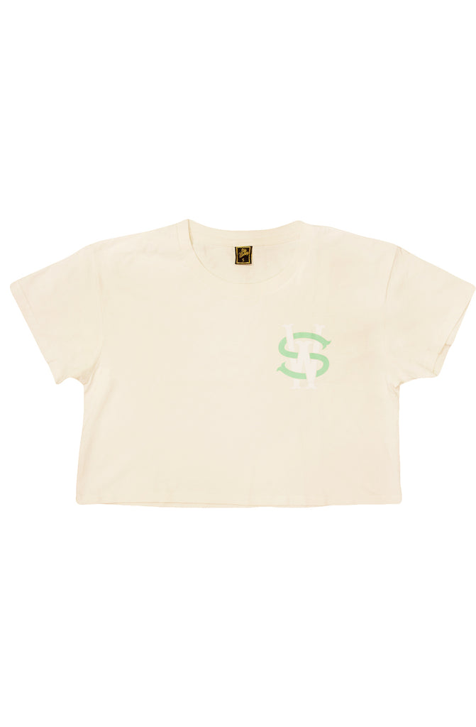 Stay Winning Cream/Green Crop Top Tee Stay Winning Cream/Green Crop Top Tee