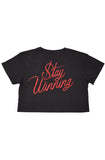 Stay Winning Coal/Red Crop Top Tee