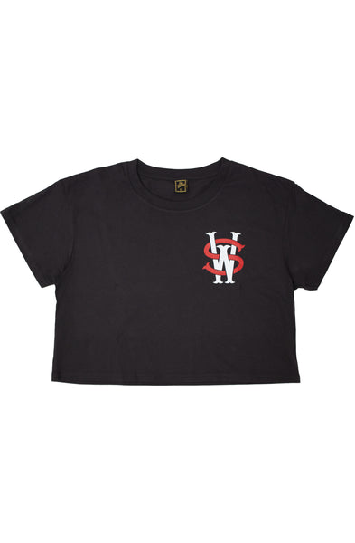 Stay Winning Coal/Red Crop Top Tee