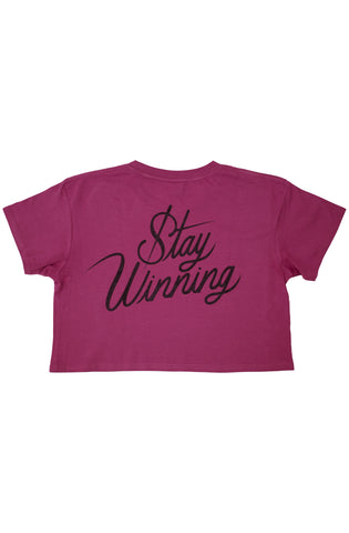 Stay Winning Berry/Black Crop Top Tee