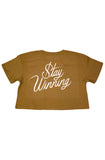 Stay Winning Camel/White Crop Top Tee