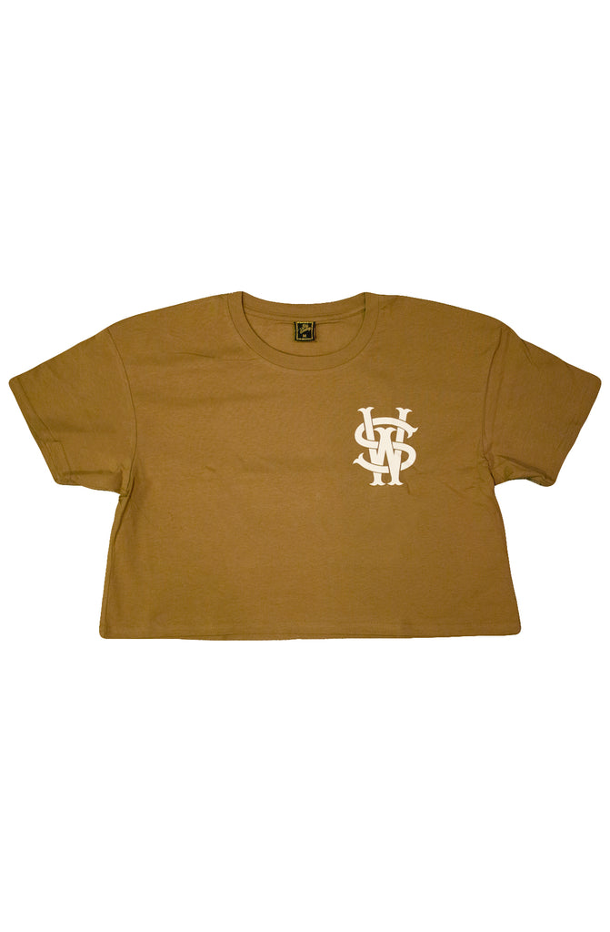 Stay Winning Camel/White Crop Top Tee Stay Winning Camel/White Crop Top Tee