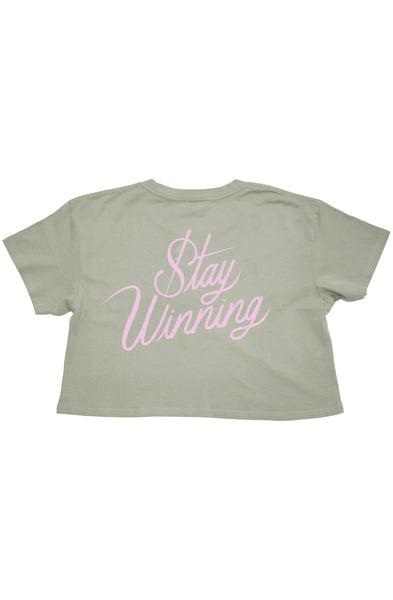 Stay Winning Pistachio/Pink Crop Top Tee