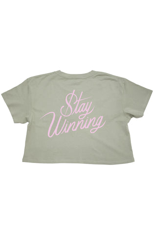 Stay Winning Pistachio/Pink Crop Top Tee