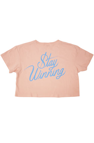 Stay Winning Pale Pink/Light Blue Crop Top Tee