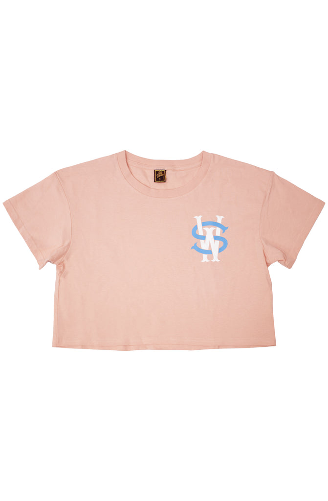 Stay Winning Pale Pink/Light Blue Crop Top Tee Stay Winning Pale Pink/Light Blue Crop Top Tee