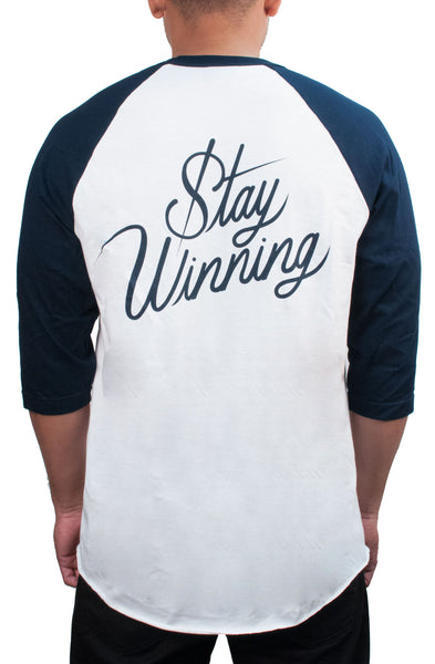 STAY WINNING WHITE/NAVY BASEBALL TEE - Stay Winning Boutique - 2