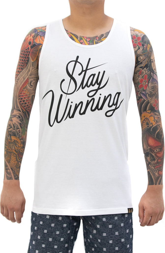 Stay Winning Script White Tank Top Stay Winning Script White Tank Top