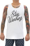 Stay Winning Script White Tank Top