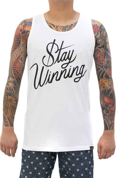 Stay Winning Script White Tank Top
